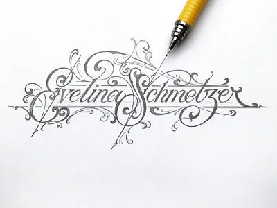Evelina hand lettering pencil schmetzer sketch typography