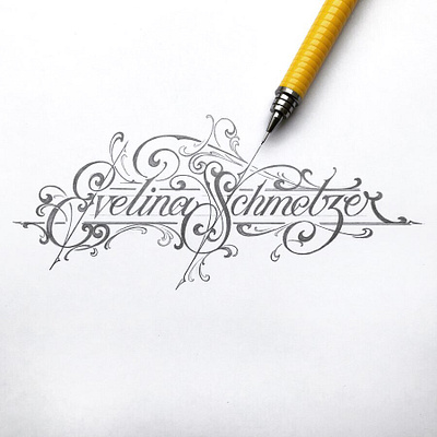 Evelina hand lettering pencil schmetzer sketch typography