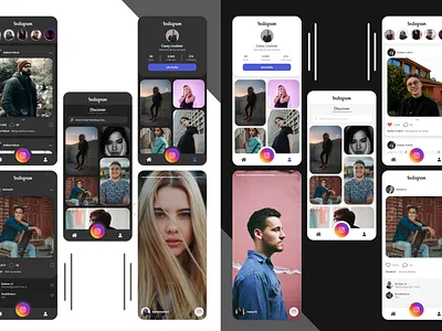 Instagram Redesign (Dark-Light theme) app branding design instagram mobile modern redesign rework ui uiux ux