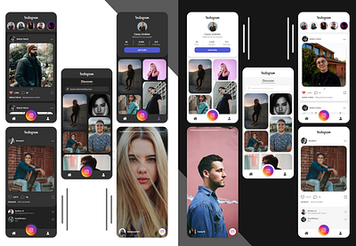 Instagram Redesign (Dark-Light theme) app branding design instagram mobile modern redesign rework ui uiux ux