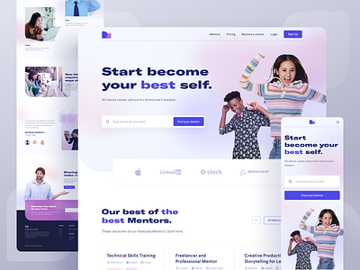 Mentor Finder Landing Page career coach clean design gradient landing page mentor minimal ui webdesign website