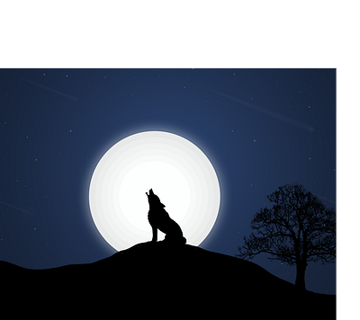 Woolf with midnight bark design illustration illustrator midnight moon night ui ux web website wolf