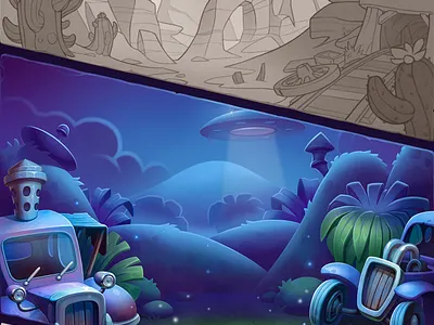 Environment background bg car cars concept drawing environment game gameart illustration illustrator level levels location nature neststrix planet sketch ufo