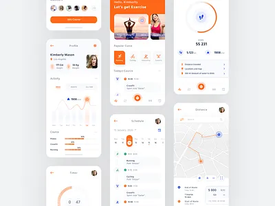 Sport App app chart dashboard design fitness icon interface map mobile mobile app profile schedule sport statistics timer ui ux web