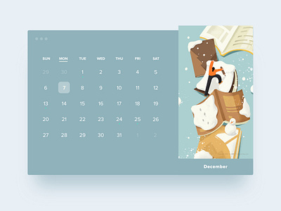 HELLO2020calendar · December | Snow and Bookmountain 2020 bookmountain climb design illustration snow