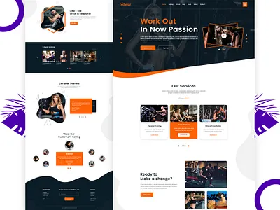 Fitness and Gym Landing Page design clean color design fitness fitness app gym gym landing page landingpage minimalist responsive service template website