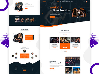 Fitness and Gym Landing Page design clean color design fitness fitness app gym gym landing page landingpage minimalist responsive service template website