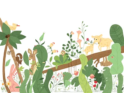 Forest wallpaper animals figurative forest illustration kids illustration wallpaper wallpaper design