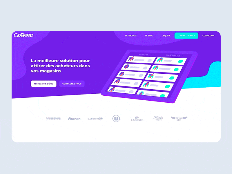 GoBeep - Landing Page motion design vector