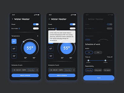 Water Heater Concept app design heater interface temperature ui ux water