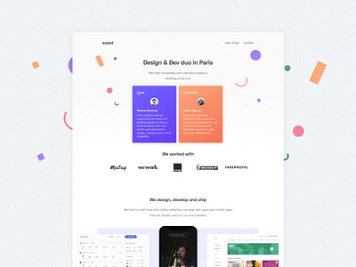 eaaast - design&dev freelance duo case study colorful dev landing landingpage orange portfolio purple shapes ui uiux uiuxdesigner visual design