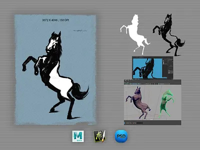 Horse Sketch brush brushing concept art digital painting drawing horse horses illustration inking sketch