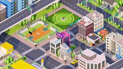 CITY 3d 3d animation 3d art animation building cinema4d city design field garden house isometric isometric art lowpoly office traffic light wayfinding