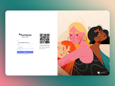 Simple Elegant - Login Page wit QR 2d 3d adobe xd adobexd app branding design desktop app illustration logo minimal sketch ui ux vector web app web design