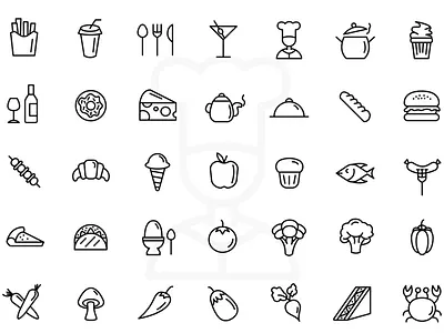 Food Icons adobe illustrator app design flat food foodicons iconpack icons illustration illustrator vector