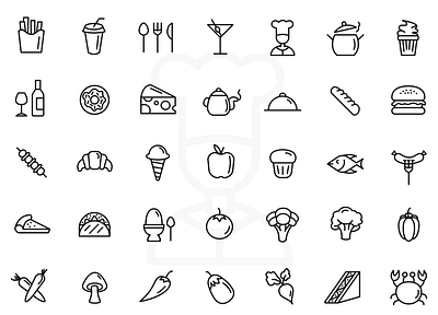 Food Icons adobe illustrator app design flat food foodicons iconpack icons illustration illustrator vector
