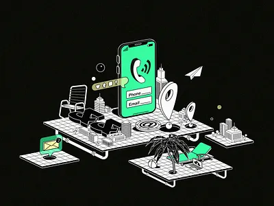 What’s up, Dribbblers? blackandwhite builds bussines chill contact contacts creative design email graphic illustration lineart location offices phone socials team ui vector vibes