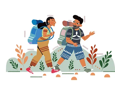 Backpacker couple design illustration web