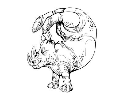 Rhino drawing animal illustration animal painting animal yoga character illustration funny animal funny yoga illustration rhino drawing rhino yoga rhinoceros yoga pose