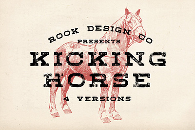 Kicking Horse - 4 Font Family design font font design font family fonts graphic design grunge font grungy font logo font logo fonts print font retro font serif font slab serif textured font typeface typefaces typography used look vintage font