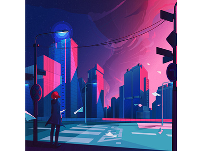 Sunset artwork cityscape colors concept art design destroy digital art futurism gradient illustration illustrator inspiration light urbanism vector