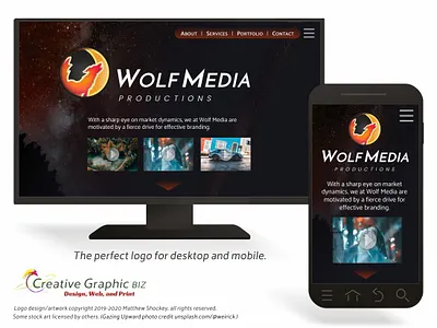 Wolf and Moon Logo - All Internet Devices advertising app icon branding concept art corporate id graphic design icon logo logo design marketing moon logo web design wolf logo