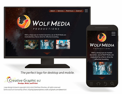 Wolf and Moon Logo - All Internet Devices advertising app icon branding concept art corporate id graphic design icon logo logo design marketing moon logo web design wolf logo