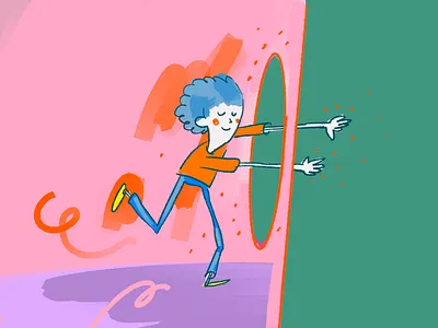 Running through 4 feeling hand drawn running through