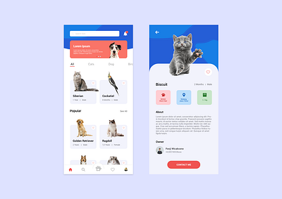 Pet Adoption App adoption app design mobile app mobile app design mobile design pet ui ui design uiux ux ux design