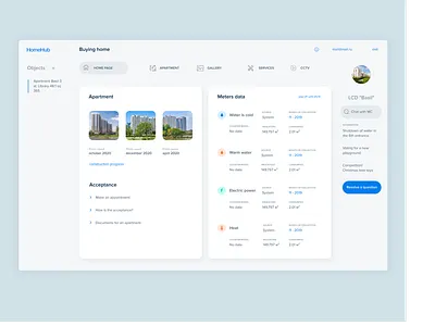 Platform Concept - Home Hub blue concept design figma flat gray minimal platform presentation sketch ui ux web webconcept website xd