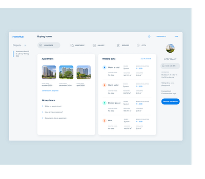 Platform Concept - Home Hub blue concept design figma flat gray minimal platform presentation sketch ui ux web webconcept website xd