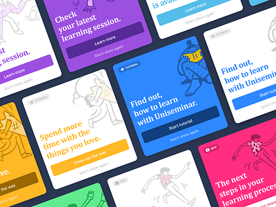 Card designs for notifications and hints app button card cards cards design dashboard design hint illustration notification product product design tutorial ui user interface ux