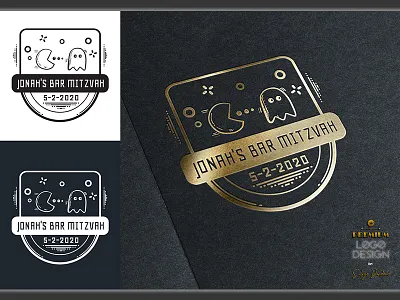 Logo design Arcade game party arcade game bar mitzvah logo design logodesign logotype pac man party