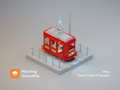 Rosey Trolley 3d 3d art blender blender3d contrast diorama illustration isometric isometric design isometric illustration low poly public transit public transport red tram tramway transit transport transportation trolley