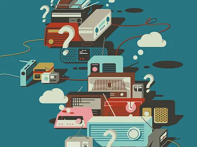 British Radio britain conceptual digital editorial folioart illustration map peter henderson radio retro vector