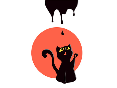 Leaking Coffee cat coffee flat illustration minimal vector