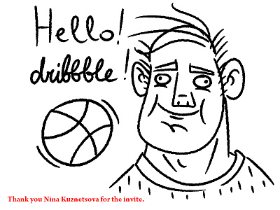 Hello dribbble!!! cartoon character handdrawn hello dribble illustration