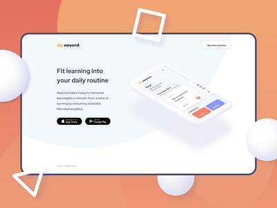 Weyond Microlearning App Landingpage II app app design blended learning branding design landingpage learning learning app learning platform ui ux