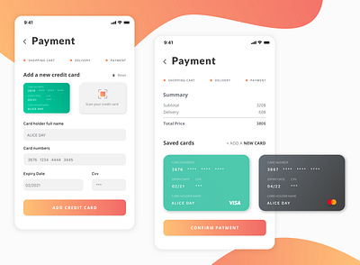 Credit Card Checkout /Daily Ui 002 application checkout credit card dailyui002 gradient mobile app mobile design mobile screen payment scan shopping app ui user experience userinterface ux