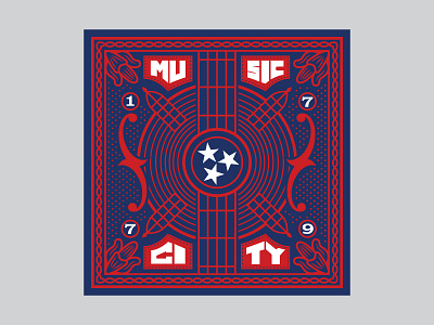 Music City Bandana bandana city diazmunoz diazmuñoz eduardo illustration music nashville nelson willie willy