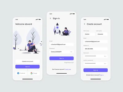 Welcome / Sign in / Sign up app app design design experience form purple sign in sign up ui ux