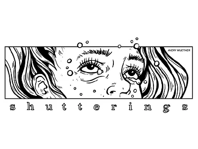 Shutterings band merch blackwork drown girl drowning linework merch procreate