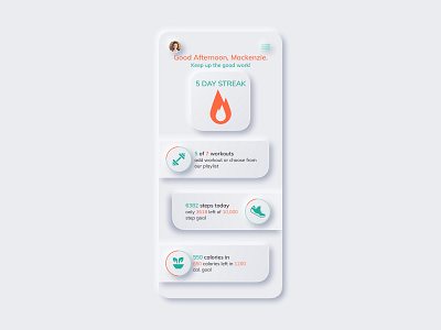 Daily UI Challenge 041 - Fitness Tracker app dailyui dailyuichallenge design ios skeumorphic skeumorphism ui ux