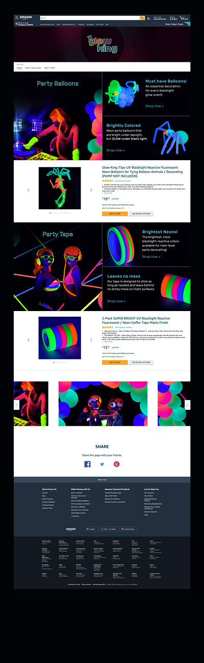 Glow King – E-commerce Homepage UI Design amazon brand store brand store dark graphic design ui
