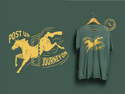 🐎Posting House T-shirt 2019 badge bar beer branding design drawing green horse house illustration jacksonville journey post posting t shirt tee vector yellow