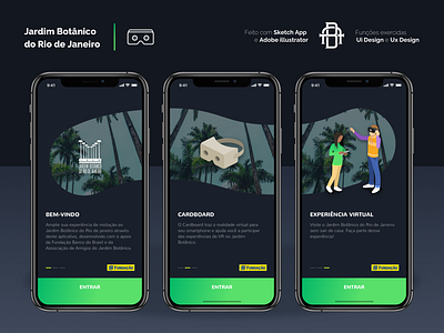 Jardim Botânico do Rio de Janeiro - Onboard android app apple botanic botanical illustration cardboard design garden ios jardim mobile onboarding parking app parque ui ux vr