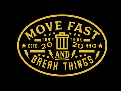 Buzzwords: Move Fast and Break Things brand branding design garbage identity logo move fast and break things tech vector