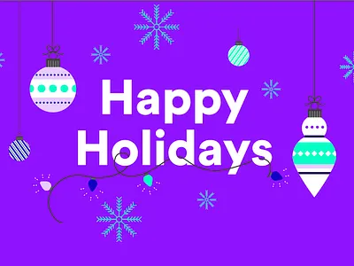 Holidays holidays illustration ornaments purple snowflakes type