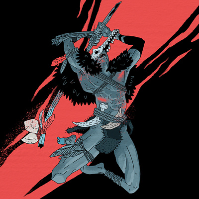 Shaman Warrior blood character comic drawing illustration pahito photoshop