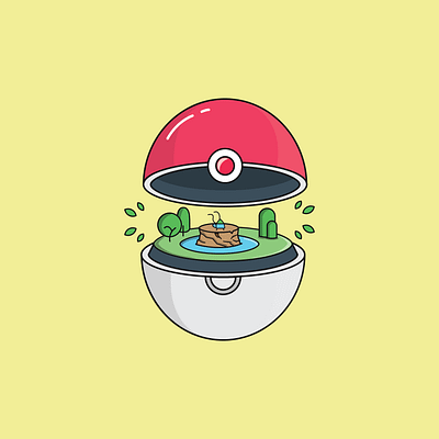 pokeball adobe illustrator blue bulbasaur catch character concept characterdesign design flat funny illustration green illustration lineart logo pokeball pokemon vector